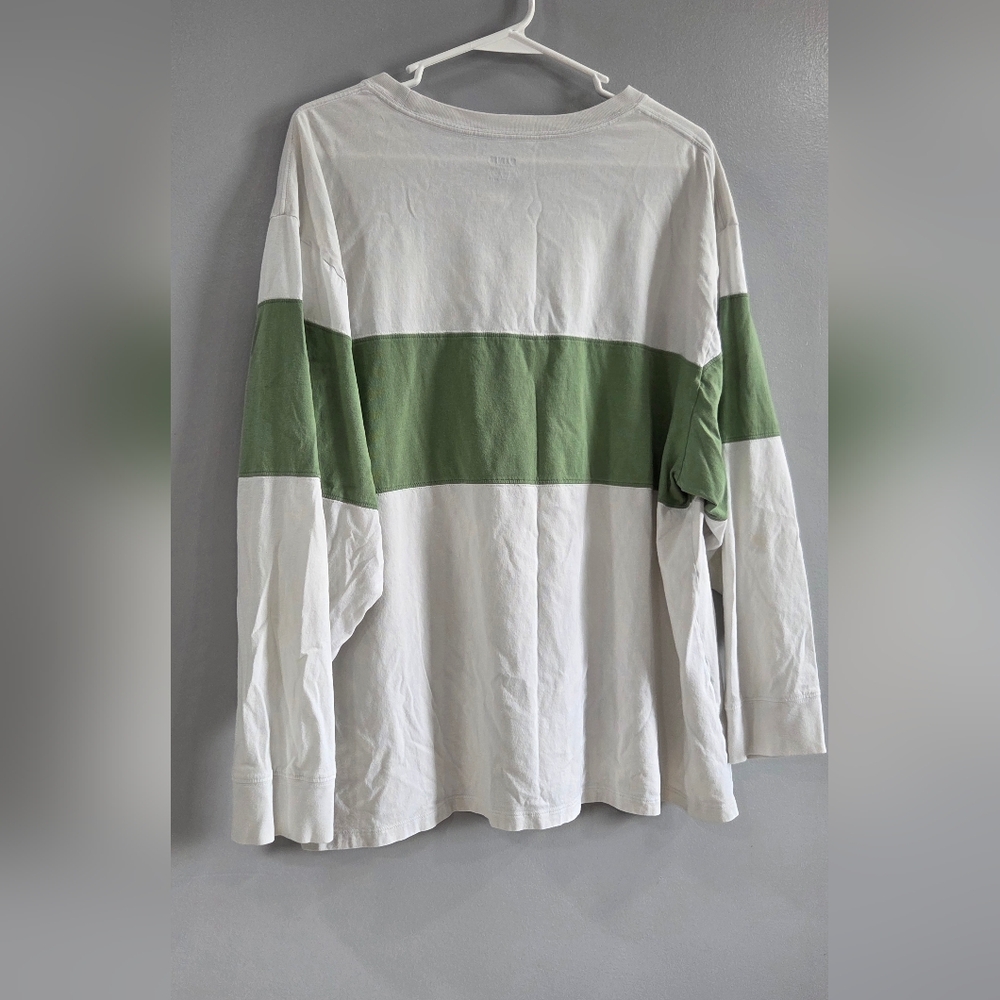 PINK Victoria's Secret Long Sleeve Tee - White and Green, XXL - Picture 2 of 3